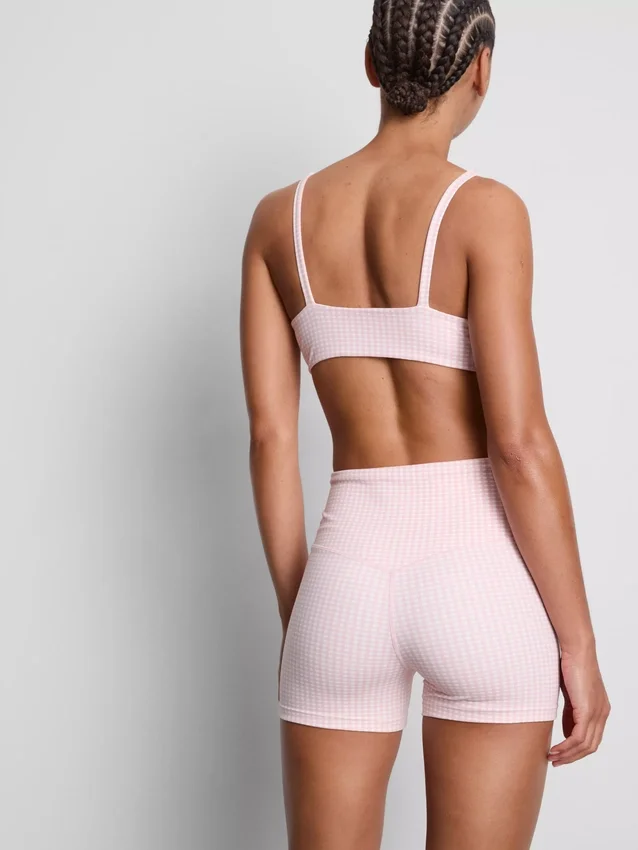 Aktiv-Shorts mit hohem Bund im Gingham-Muster