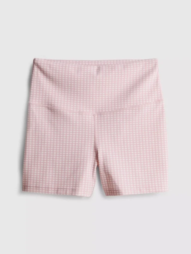 Aktiv-Shorts mit hohem Bund im Gingham-Muster