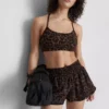 Aktives Crop-Top mit Racerback im Leopardenmuster