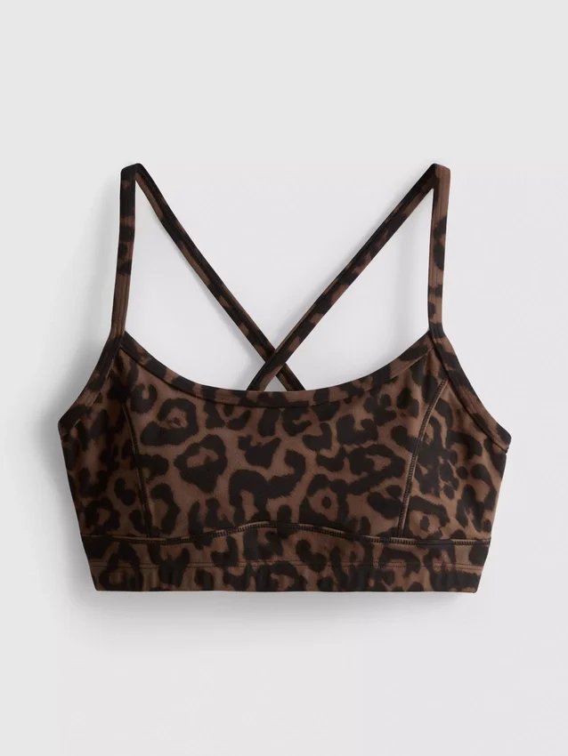 Aktives Crop-Top mit Racerback im Leopardenmuster