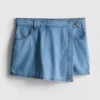 Asymmetrischer Wickel-Skort aus Baumwoll-Denim