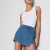 Asymmetrischer Wickel-Skort aus Baumwoll-Denim