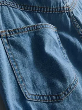 Asymmetrischer Wickel-Skort aus Baumwoll-Denim