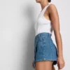 Asymmetrischer Wickel-Skort aus Baumwoll-Denim