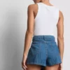 Asymmetrischer Wickel-Skort aus Baumwoll-Denim