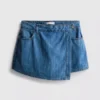 Asymmetrischer Wickel-Skort aus Baumwoll-Denim
