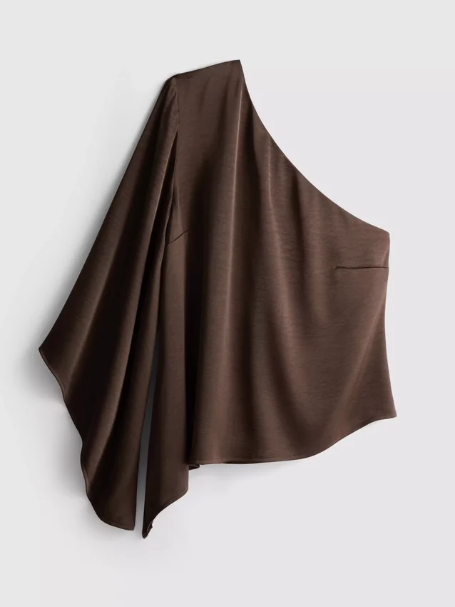 Asymmetrisches One-Shoulder-Top aus Satin