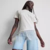 Asymmetrisches T-Shirt aus Baumwolle mit Fransen