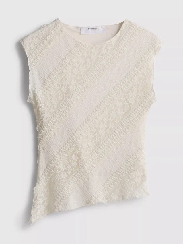 Asymmetrisches Tanktop aus Spitze