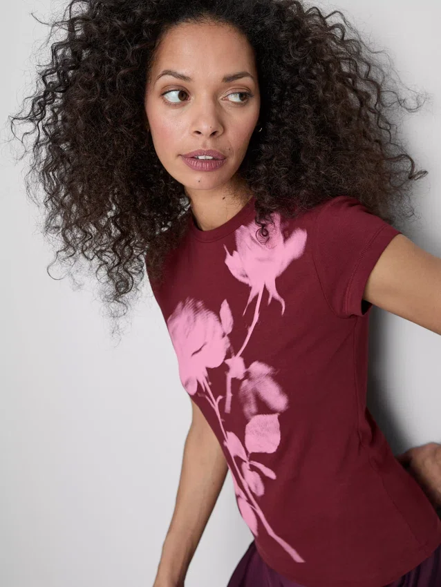 Baby-T-Shirt aus Baumwolle mit Blumendruck