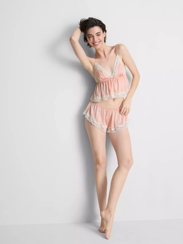 Babydoll-Bralette aus Satin und Spitze für die Braut