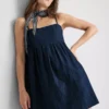 Babydoll-Minikleid aus Baumwoll-Denim