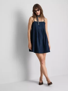 Babydoll-Minikleid aus Baumwoll-Denim