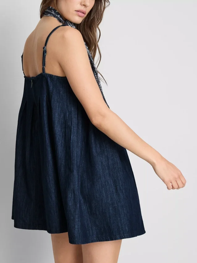 Babydoll-Minikleid aus Baumwoll-Denim