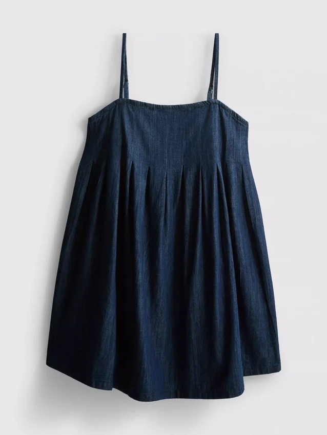 Babydoll-Minikleid aus Baumwoll-Denim