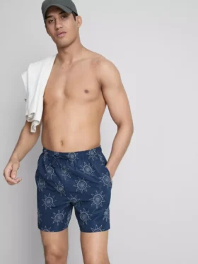 Bade-Shorts mit gesticktem Sonnenmotiv