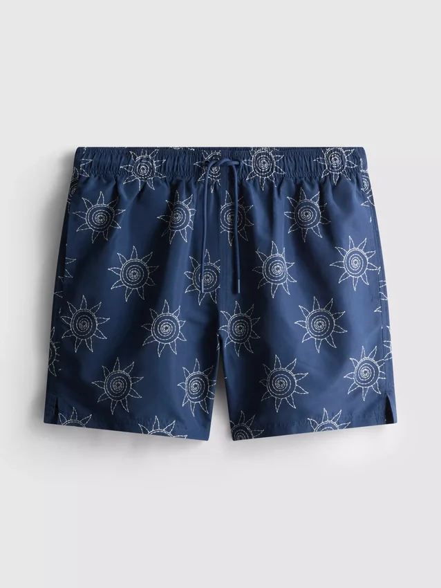 Bade-Shorts mit gesticktem Sonnenmotiv