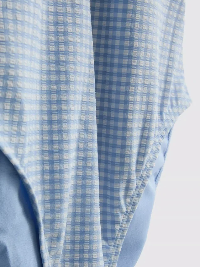 Badeanzug mit Rüschen im Gingham-Muster