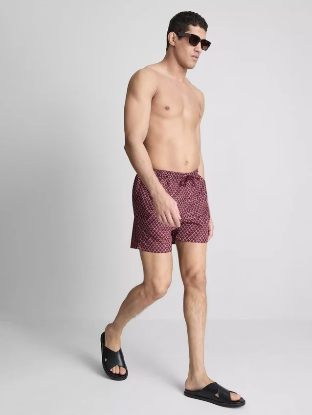 Badehose mit Kordelzug und geometrischem Muster