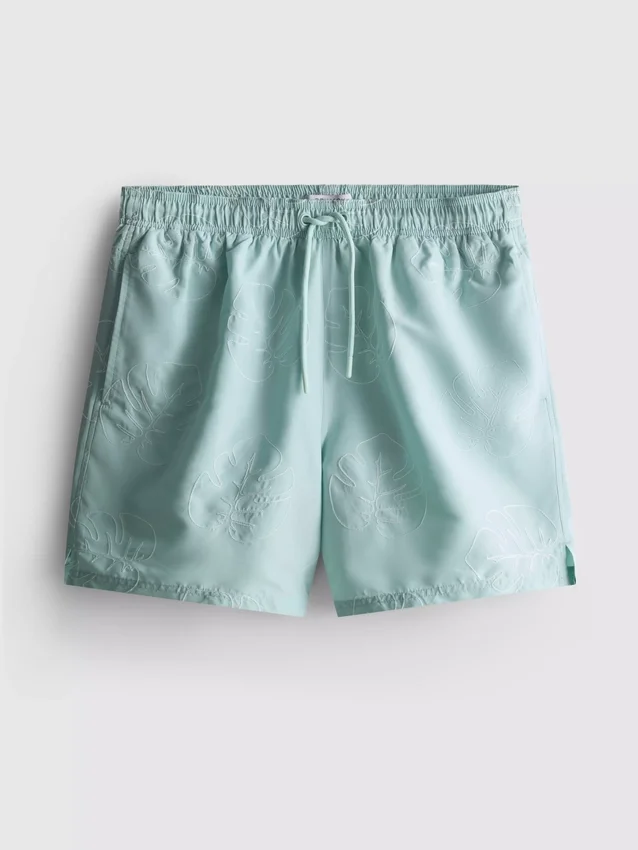 Badeshorts mit Blattstickerei