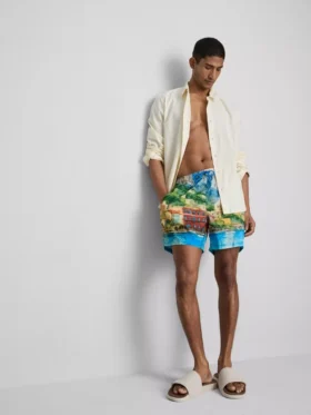 Badeshorts mit Landschaftsmotiv