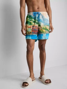 Badeshorts mit Landschaftsmotiv