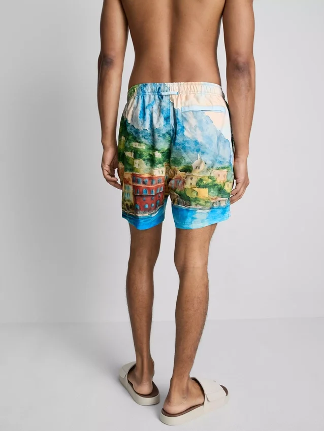 Badeshorts mit Landschaftsmotiv