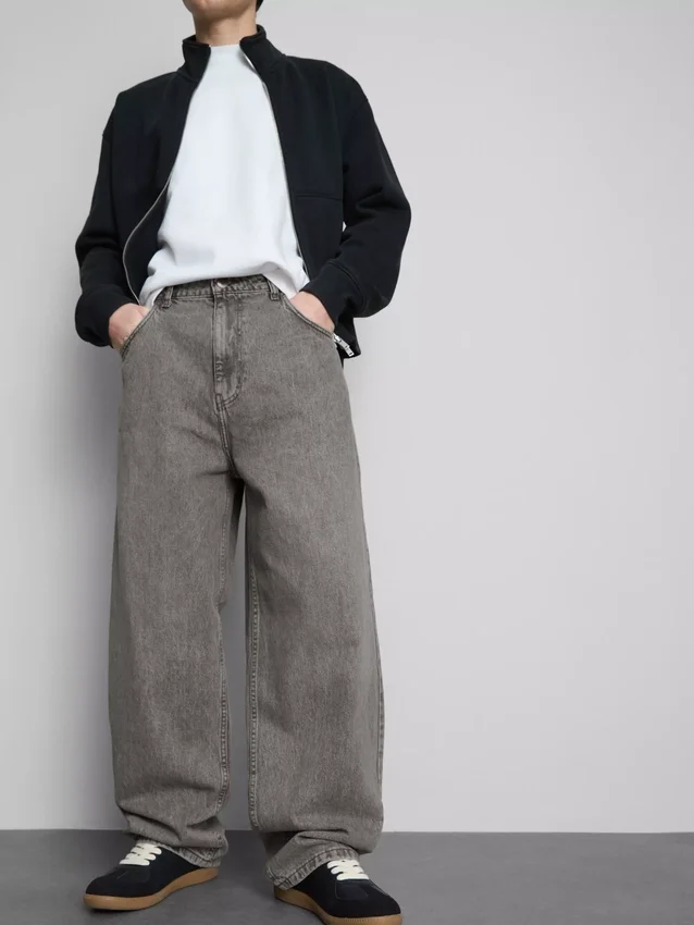 Baggy-Jeans mit mittlerer Leibhöhe
