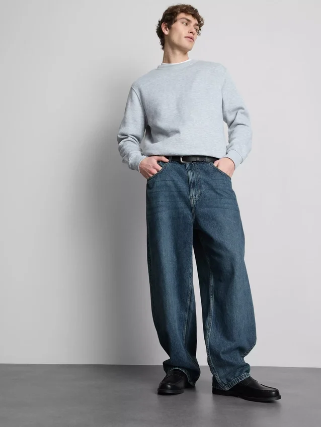 Baggy-Jeans mit mittlerer Leibhöhe