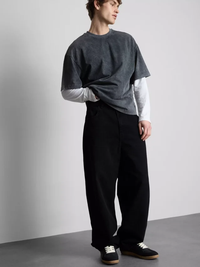 Baggy-Jeans mit mittlerer Leibhöhe