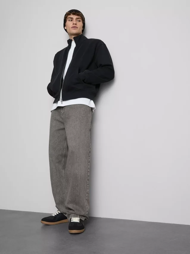 Baggy-Jeans mit mittlerer Leibhöhe