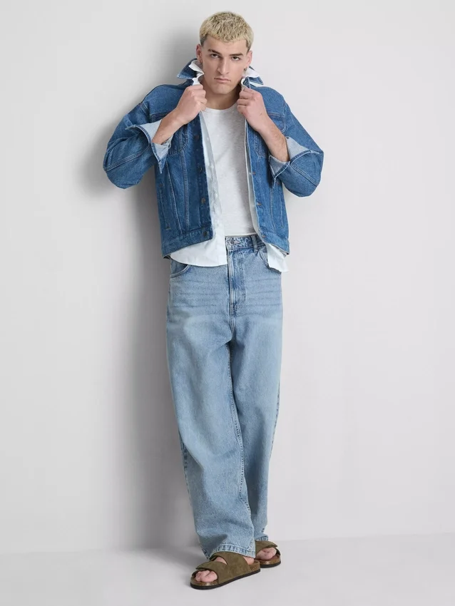 Baggy-Jeans mit mittlerer Leibhöhe
