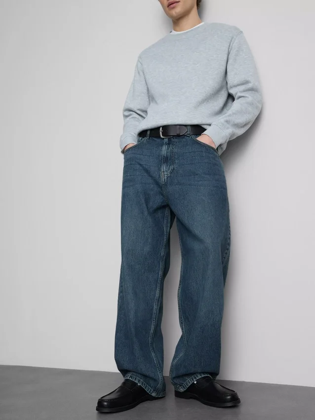 Baggy-Jeans mit mittlerer Leibhöhe