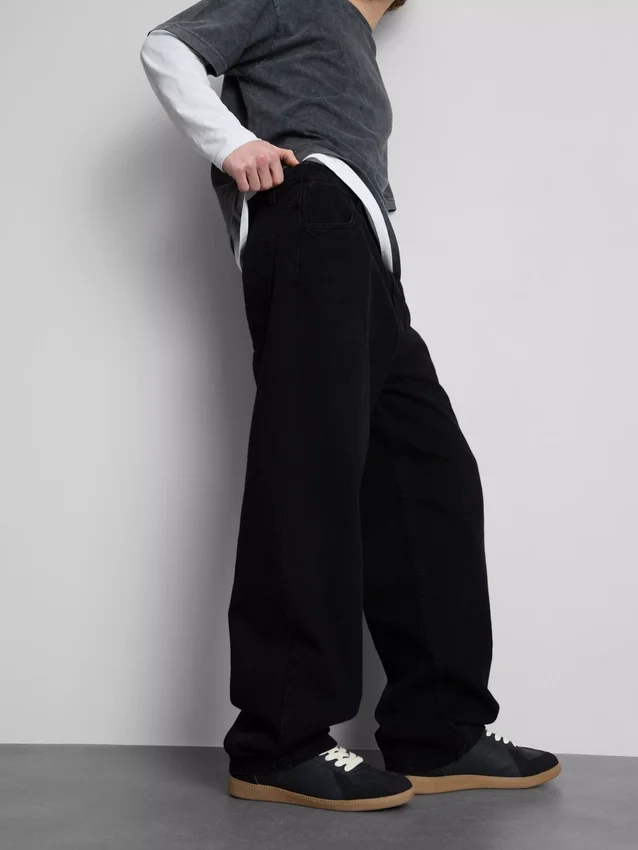 Baggy-Jeans mit mittlerer Leibhöhe