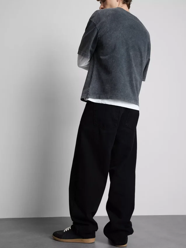 Baggy-Jeans mit mittlerer Leibhöhe