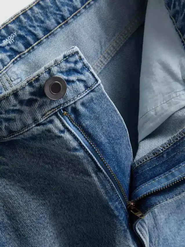 Baggy-Jeans mit mittlerer Leibhöhe