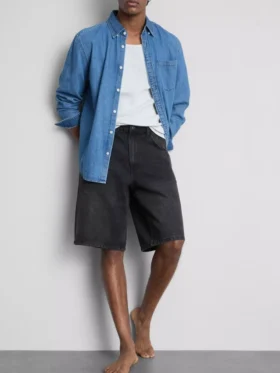 Baggy-Jeans-Shorts mit mittlerer Leibhöhe