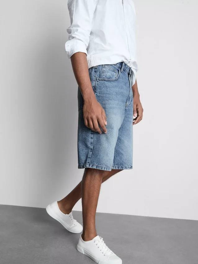 Baggy-Jeans-Shorts mit mittlerer Leibhöhe