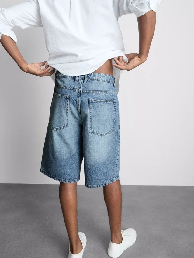 Baggy-Jeans-Shorts mit mittlerer Leibhöhe