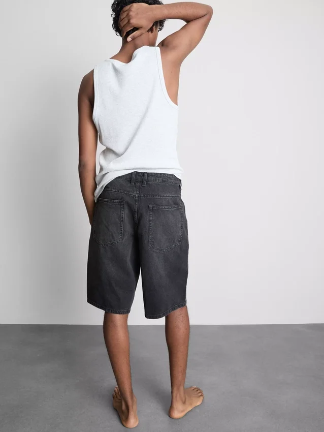 Baggy-Jeans-Shorts mit mittlerer Leibhöhe
