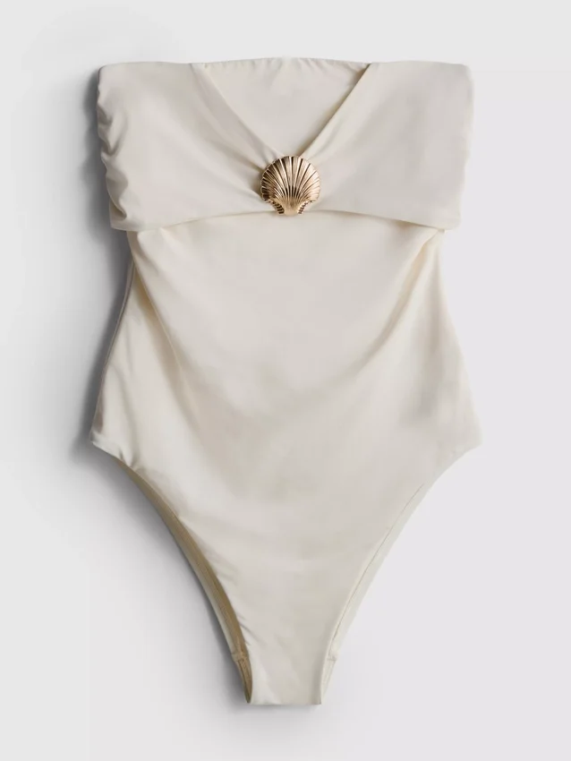 Bandeau-Badeanzug mit Muschelverzierungen