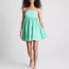 Bandeau-Mini-Kleid aus Baumwoll-Gingham