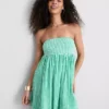Bandeau-Mini-Kleid aus Baumwoll-Gingham