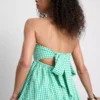 Bandeau-Mini-Kleid aus Baumwoll-Gingham