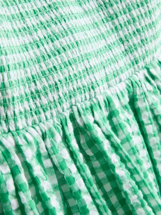 Bandeau-Mini-Kleid aus Baumwoll-Gingham
