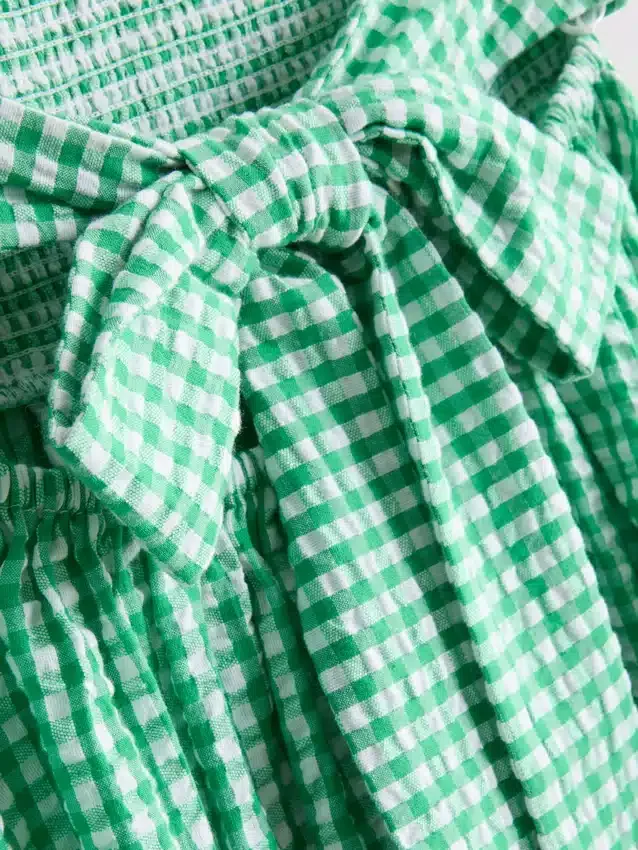 Bandeau-Mini-Kleid aus Baumwoll-Gingham