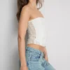 Bandeau-Top aus Baumwollmischung mit Spitze