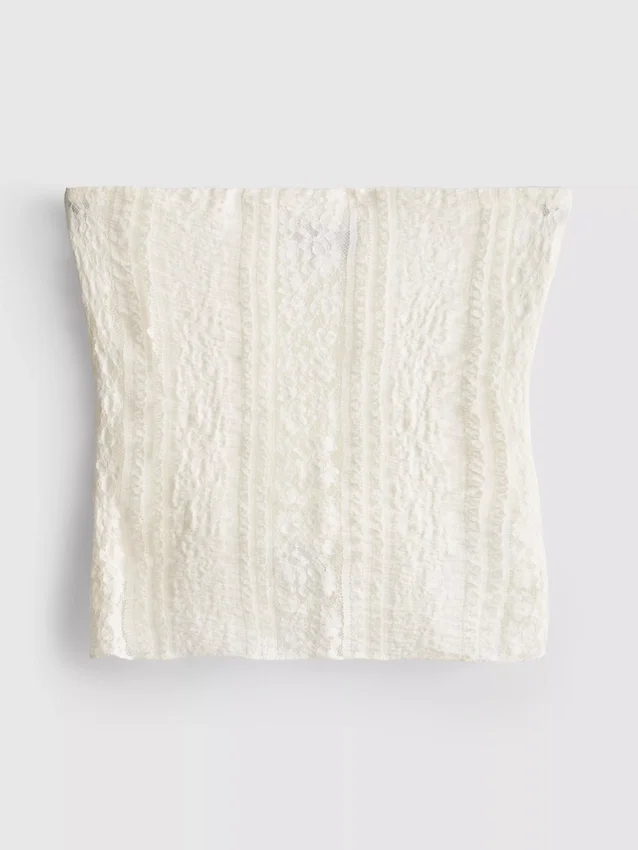 Bandeau-Top aus Baumwollmischung mit Spitze