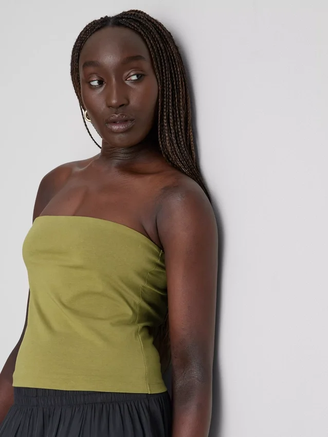 Bandeau-Top mit hohem Baumwollanteil