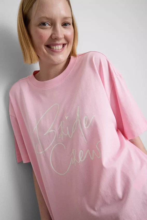 Baumwoll-Braut-T-Shirt mit Rundhalsausschnitt